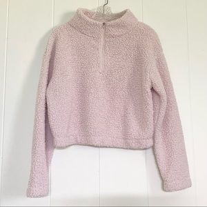 light pink teddy pullover jacket
